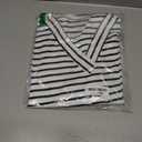 LilyCoco Womens V Neck T Shirts Breton Loose Fit Striped Long Sleeve Shirt Tshirt Blue Small