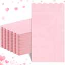 60 Pcs Pink Napkins, 2 Ply Scalloped Valentines Napkins Light Pink Disposable Guest Hand Towels for Bathroom Paper Party Dinner Napkin for Valentines Day, Wedding, Baby Bridal Shower, Birthday