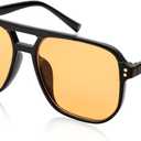 FEISEDY Retro Square Aviator Sunglasses Women Men 70s Vintage Trendy Plastic Frame Sun Glasses B2835