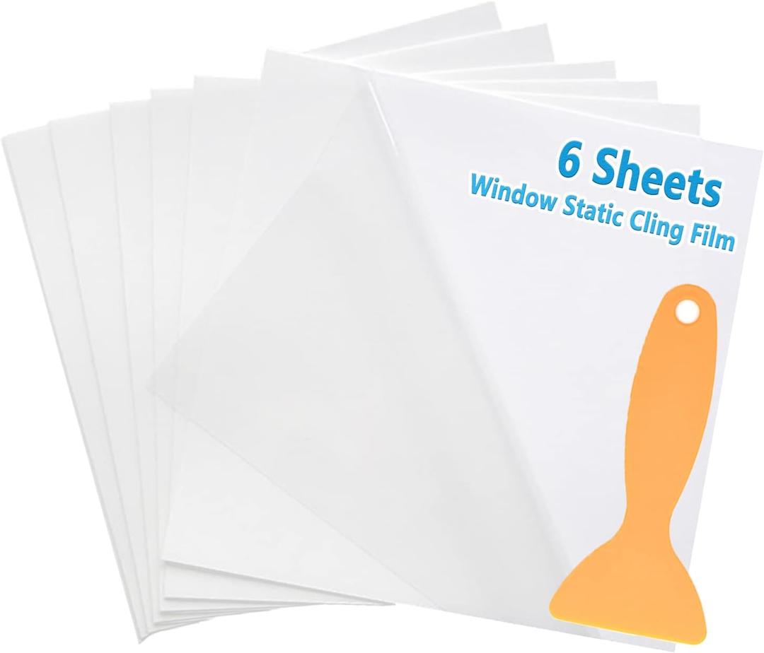 Car Window Clings, Car Windshield Sticker Applicator Windshield Sticker Cling Film Clear Window Static Cling Film Decals for Cars Parking Permit Inspection Sticker Holder 6PCS 6.3''×6.3'' Static Film