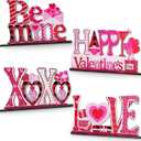 4pcs Galentines Day Decorations Valentines Centerpieces for Tables Wooden Base Pink Xoxo for Ladies Party Tiered Tray Table Decor Holiday Mantel Home Party Supplies