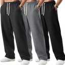 August Alley 3 Pack Big and Tall Men's Sweatpants Open Bottom Athletic Pants Drawstring Elastic Waist with Pockets (4X-Large, Mix Black, Mix Gray, Black)