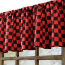 WOSIBO 2 Pack Checkered Plaid Windows Valances Retro Checkerboard Valance Curtains 16" x 56" Farmhouse Design Window Treatment Rod Pocket Valances for Kitchen/Living Room (Red and Black)