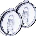 2 Pack 30 oz Tumbler Replacement Lids Plastic Splash Covers tops for 30 oz coffee cup lids Clear Cup Covers for Inner diameter 3.62 to 3.66 Inch Mouth Tumbler Cooler