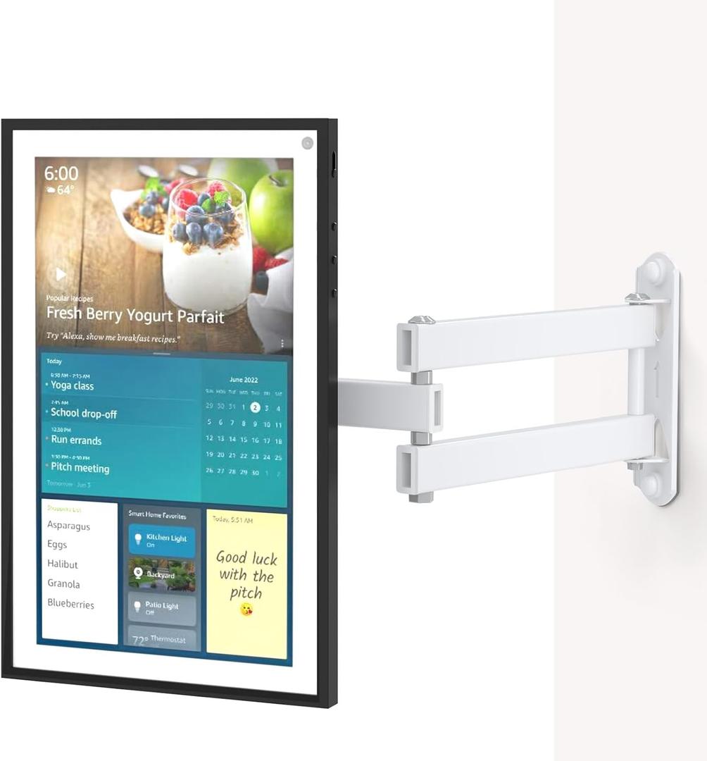 WALI Wall Mount for Show 21, Show 15, Adjustable Wall Mounting Bracket with Heavy Duty 15” Extension Arm, Rotate Tilt Swivel for Show 21, Show 15, Holds up to 33lbs, White