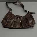 Y2K Trendy Purse for Women, Leather Buckle Punk Hobo Clutch Purses Bags for Ladies Top Handle Shoulder Bag (Deep Brown)