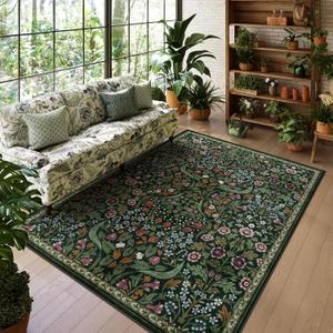 Lahome Alfombras florales de 5 x 7 pies, lavables a mquina, para dormitorio, con parte trasera de goma, fina botnica resistente a las manchas para comedor, habitacin de huspedes, habitacin de los