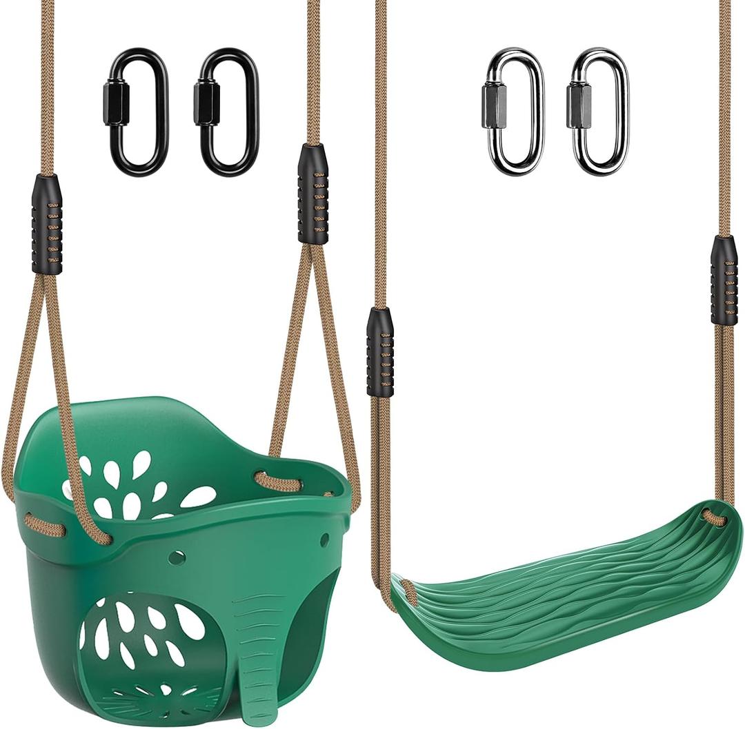 2Pcs Heavy Duty Swing Seats for Kid Full Bucket High Back & Anti Slip Seat