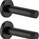 JQK Door Stopper Black, 304 Stainless Steel Thicken 1mm Sound Dampening Door Stop Bumper Wall Protetor 2 Pack, Matte Black, DSB5-PB-P2