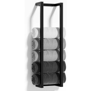 Towel Racks for Bathroom,VIDA-ZONE 304 Stainless Steel Towel Storage Racks for Rolled Bath Towels Holds 6-8 Large Towels,Wall Mounted 30 Inch Bathroom Organizer for Small Space Black Towel Holder