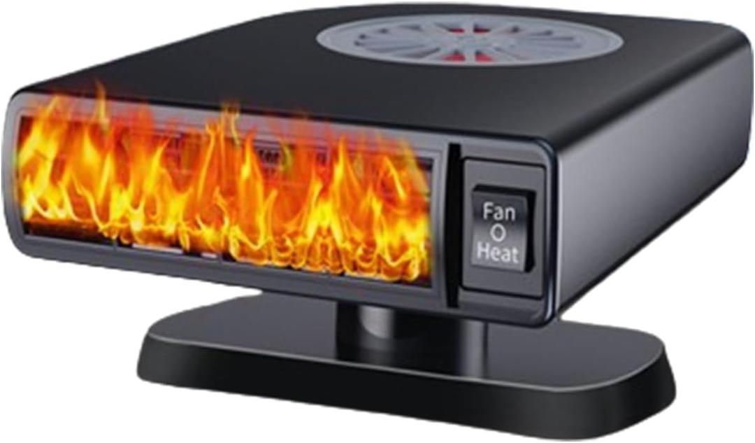 12V Car Heater, 150W Windshield De-Icer, 360 Rotation, 2 in 1 Fast Heating & Cooling Function Plug in Cigarette Lighter Car Defroster  Ideal for 12volt Cars, SUVs, Trucks, Taxis