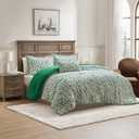 Hallmark Queen/Full Size 4-Piece Holiday Bedding Set | Festive Comforter, 2 Shams, Decorative Pillow | Lightweight & Cozy Home Decor | Super Soft Microfiber Fabric | Wrinkle-Resistant | Green Branches