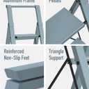 Mayi Plus 4 Step Ladder, Lightweight Folding Step Stool with Convenient Handgrip,Aluminum 330lbs Capacity Step Ladder for Office,Household,Kitchen,Library(Blue)