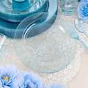 Rubtlamp 180Pcs Blue Glitter Dinnerware Set(30 Guests), Blue Plastic Plate With Gitter Disposable Silverware, Gitter Plate Set Include 30Dinner Platos, 30Dessert Platos, 90Cutlerys, 30Cups for Party