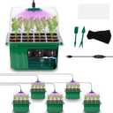 Self-Watering Seed Starter Tray - Kit with Grow Light and Humidity Dome, 6-Pack 72-Cell Plant Seedling Tray,Reusable Plastic Germination Trays for Indoor Gardening Seeds Growing Starting (Green)