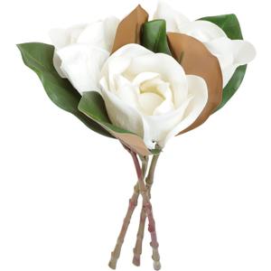 3Pcs Artificial Magnolia Flowers White Magnolia Fake Flowers Faux Magnolia Flowers with Stems Real Touch Magnolia Flowers Bouquet Floral Arrangements for Wedding Party Home Decor