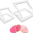 2 Pcs Acrylic Cookie Stencil Holder, 3in & 6in Magnetic Cookie Stencil Frame for Royal Icing Sugar Cookie Stenciling Airbrushing, Acrylic Cooking Decorating Tool, Stencils Helper