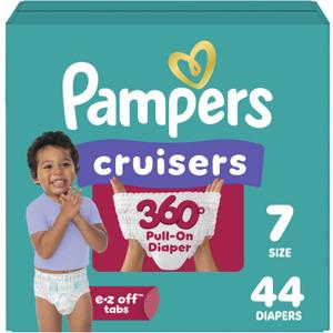 Pampers Diapers - Cruisers 360 - Size 7, 44 Count, up to 100% Leakproof Pull-On Diaper for Active Babies
