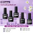 JODSONE 32+4 Pcs Gel Nail Polish Kit Soak Off Gel Polish Set Glitter Gel Nail Kit Nail Art Salon DIY at Home Manicure Kit