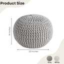 Palisa Grey Pouf Ottoman 20x20x14 Inches | Knitted Round Pouffe for Extra Sitting | Multipurpose Accent Seating for Living Room and Bedroom