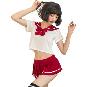 YOMORIO School Girl Outfit Lingerie Sexy Japanese Sailor Anime Cosplay with Pleated Skirt (Red) YOMORIO School Girl Outfit Lingerie Sexy Japanese Sailor Anime Cosplay with Pleated Skirt (Red)