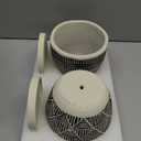 LE TAUCI 5.5 Inch Boho Plant Pots Indoor, Artisanal Cement Pots for Plants, Succulent Pots with Drainage Holes and Saucers, Planters for Indoor Plants, Set of 2, Black and Cream White