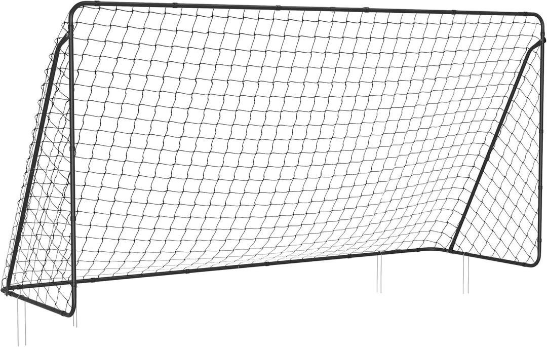 SONGMICS Children's Soccer Goal 12 x 6 Foot, in Garden, Courtyard, Park, Beach, Metal Pipes and PE Net, Quick Assembly, Black USZQ366B01V1