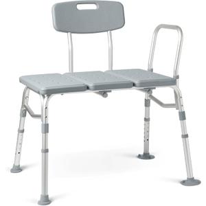 Medline Transfer Bench for Bathtubs and Showers, Adjustable Shower Bench and Bath Seat for Seniors and Adults, Slip-Resistant Feet, Heavy-Duty 400 lb. Weight Capacity, Tool-Free Assembly (1 Count (Pack of 1))