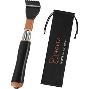WOVTE Extendable Back Scratcher for Men Women Anti Rotation, Stocking Stuffers for Men Adults, Christmas Gifts for Men Women Husband Dad Mom Wife, White Elephant Gifts for Adults (Black)