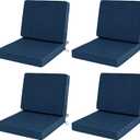 Outdoor Chair Cushions Set of 4, Water-Resistant & Fade-Resistant, Patio Furniture Deep Seat Cushions Replacement with Back, Non-Slip Bottom, Removable Cover, 24 x 24 Inch, Navy Blue, 24" x 24" 4 Pack