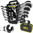 KJE 6PCS Metric 10-17mm Ratcheting Flare Nut Wrench, Brake Line Wrench Set, Ratcheting open end Tubing Wrench Set, 72-Tooth, CR-V, for Nuts on Fuel, Brake or Air Conditioning Lines, Gifts for Men