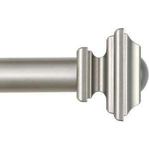 KAMANINA Antique Silver Curtain Rods for Windows 48 to 84 Inches, 1 Inch Curtain Rod 32 to 86 inch(2.6-7.1ft), Single Drapery Rods with Square Ends