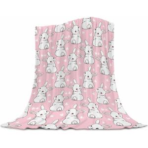 Bunny Blanket 30"x40" Cartoon Rabbit Flannel Fleece Throw Blanket Ultra Soft for Girls Boys Kids, Cozy Couch Blanket for Living Room Bedroom Nursery Decor