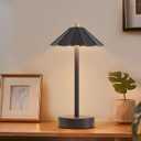 Outdoor Battery Operated Table Lamp Waterproof, Cordless Rechargeable, Touch Dimmable Desk Lamp, LED Night Light for Patio Camping Restaurant Home (Black)