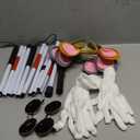 Liitrsh 12 Pcs Mouse Costume Accessories Set Mouse Headbands Round Sunglasses Folding Blind Cane White Gloves (Assorted Color Ear)