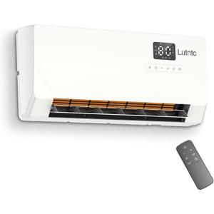 Electric Wall Mounted Heater with Remote Control, 24H Timer, ECO Mode, Quick Heating Space Heater for Bedroom, Living Room