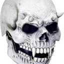 LEKA NEIL Skull Mask Creepy Halloween Full Head Skull Mask with Moving Jaw Scary Latex Helmet with Movable Mouth Adult
