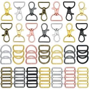 56 Pieces D Rings for Purse Bag Hardware Purse Hardware for Bag Making Buckles Craft (Mixed Color,25 mm)
