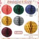 Affrolling 12 Pcs 8" Boho Honeycomb Balls Decoration Hanging Tissue Paper Pom Poms for Halloween Fall Thanksgiving Christmas Party Supplies Birthday Wedding Classroom Home Decor