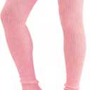 Stretchy Knit Thigh High Leg Warmers, Winter Knitted over the Knee Socks, Thick Footless Socks For Women (Pink)
