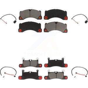 Transit Auto - Front Rear Ceramic Disc Brake Pads And Wear Sensors Kit For 2013-2018 Porsche Cayenne w Rotors KCW-100186