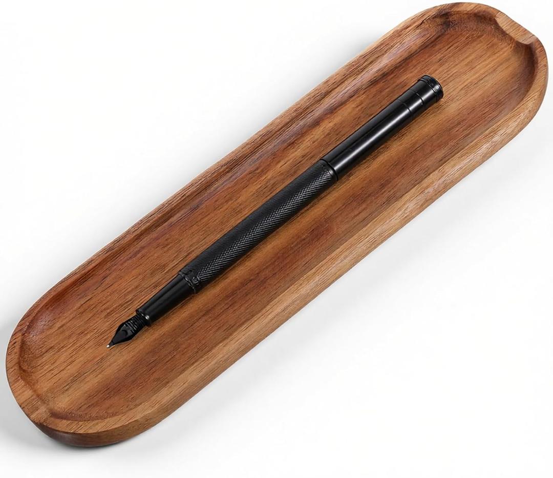 Wooden Pen Tray Wood Brown Tray Pen Holder Wooden Desk Trays Desk Accessories, Minimalist Pencil Rest Suitable for Home, Office Art Accessories