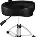 Drum Throne with Backrest,Height Adjustable Airlift Drum Stool,Heavy Duty Drum Seat with Strong Adjustable Double Braced Legs, Comfortable Thicken Drum Stool for Adult Drummers Beginner, 18 inches x 18 inches x 23 inches