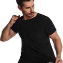 Sauna Shirt for Men,Heat-Trapping Short-Sleeve Sweat Suit, Compression T-Shirt,Body Shaper Vest for Gym Exercise (Small, Black(blue Inside))