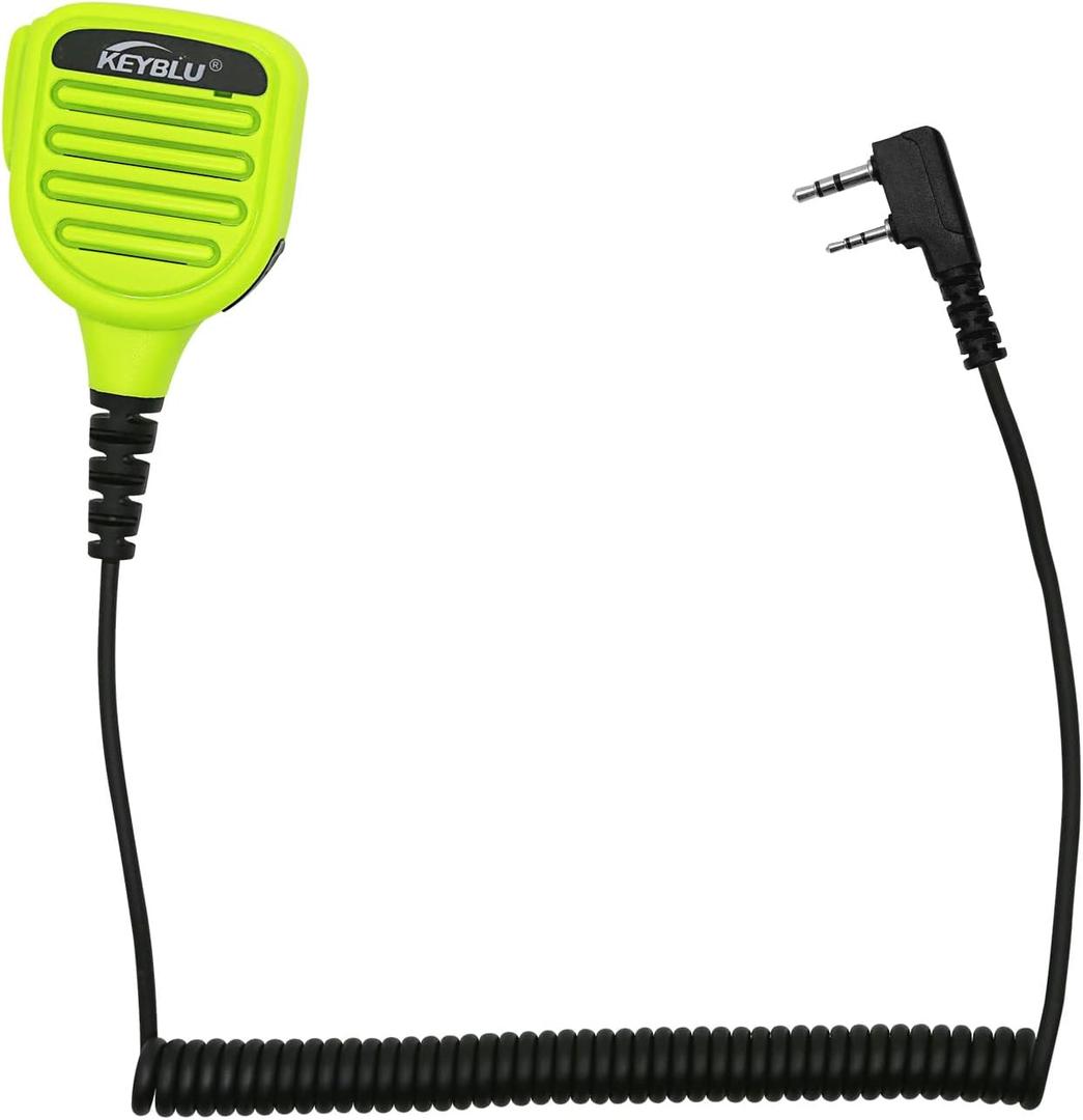 Waterproof Shoulder Speaker Mic 2 Pin Two Way Radio Microphone with 3.5mm Audio Jack Compatible with BaoFeng GT-5R / UV-5R, BTECH, Kenwood, Retevis Radios Walkie Talkie (for Kenwood, Green)