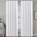 White Curtains Thermal Insulated Window Treatment Panels Room Darkening Privacy Assured Drapes for Living Room Back Tab/Rod Pocket Bedroom Draperies, 84inches