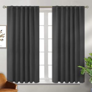BGment Rod Pocket and Back Tab Blackout Curtains for Bedroom - Thermal Insulated Room Darkening Curtains for Living Room, Set of 2 Panels (52 x 54 Inch, Dark Grey)