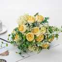 KAOYOO 4 PCS Artificial Peony Bouquet Short Stem for DIY Wedding Decoration Bridal Bouquet Home Decorations(Yellow 4-PCS)