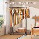 HYSEYY Clothes Rack, Clothing Rack for Hanging Clothes, Rolling Garment Rack Sturdy Coat Rack Portable Wardrobe Rack Metal Closet Rack for Bedroom Laundry Living Room, Black