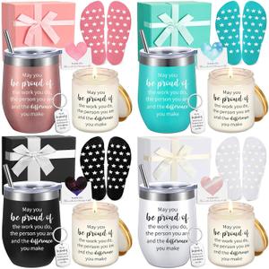 Tioncy 24 Pcs Thank You Gift Baskets for Women Mother's Day Nurse Administrative Teacher Spa Birthday Appreciation Boxes Employee Relaxation Key Chain Mug Card Sock for Coworker(May You Be)